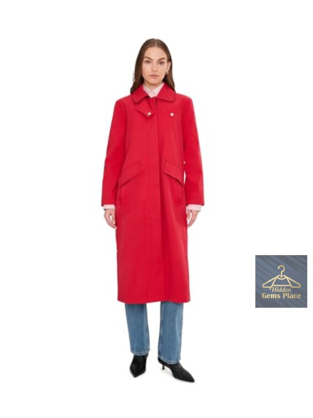 Long Barn Coat with Side Snaps Cotton Blend Trench Utility Jacket
